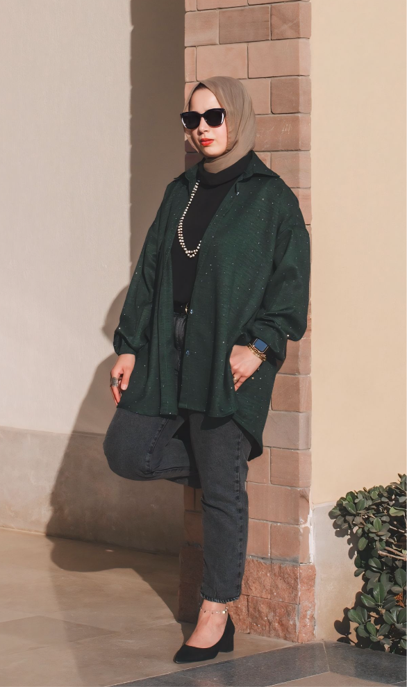 Glow Studded Shirt - Dark Teal
