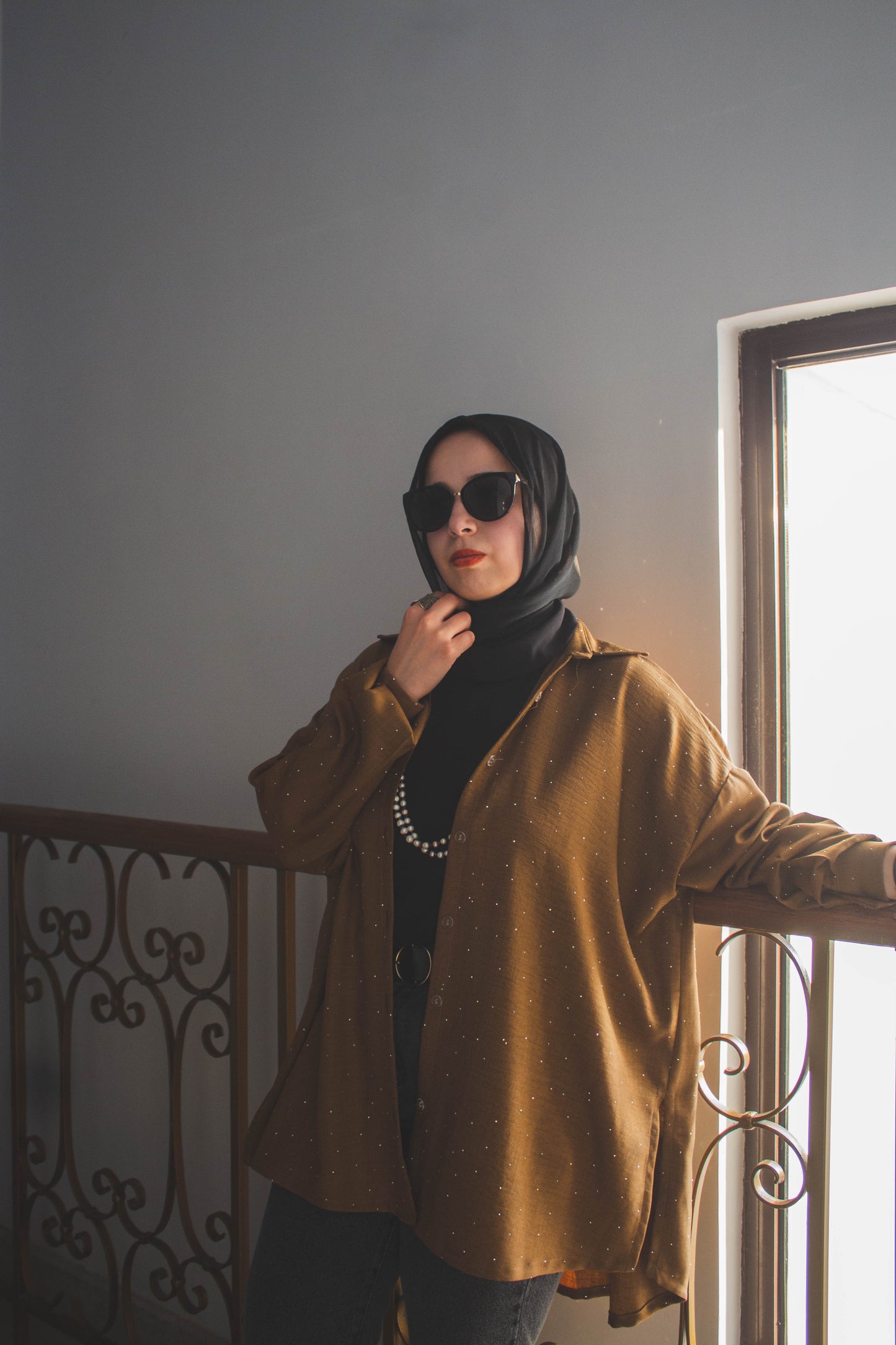 Glow Studded Shirt - Mocha