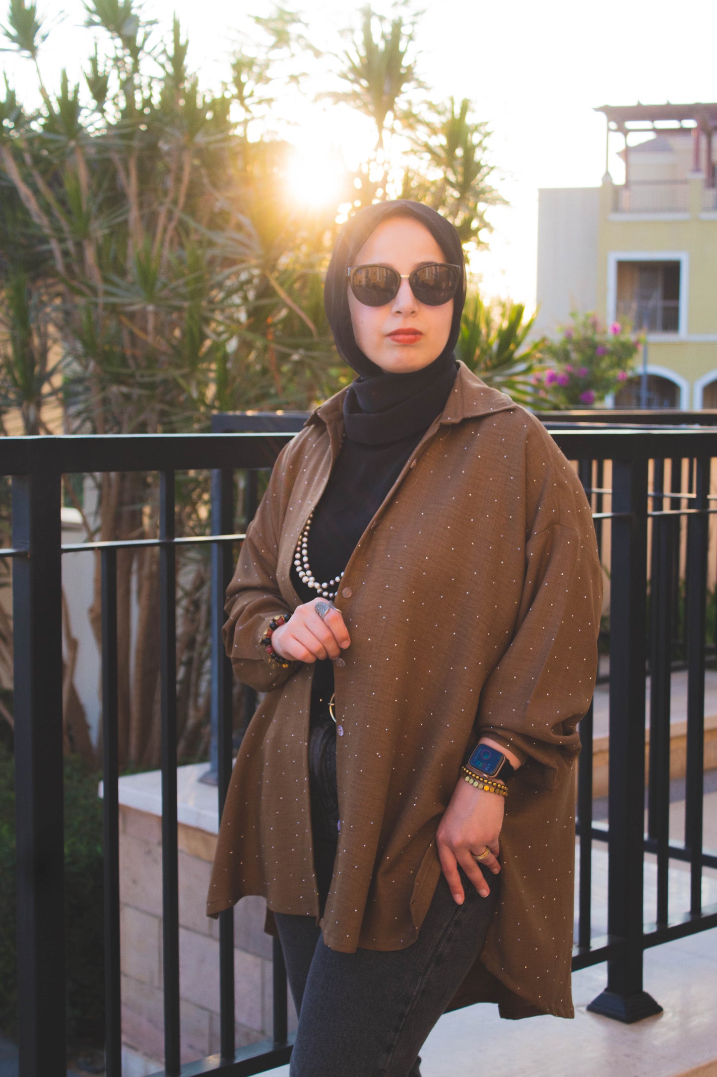 Glow Studded Shirt - Mocha