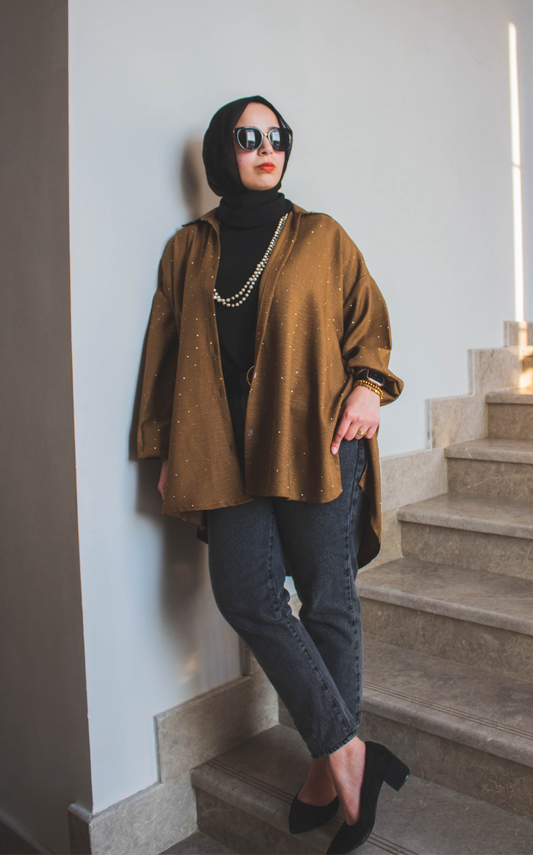 Glow Studded Shirt - Mocha