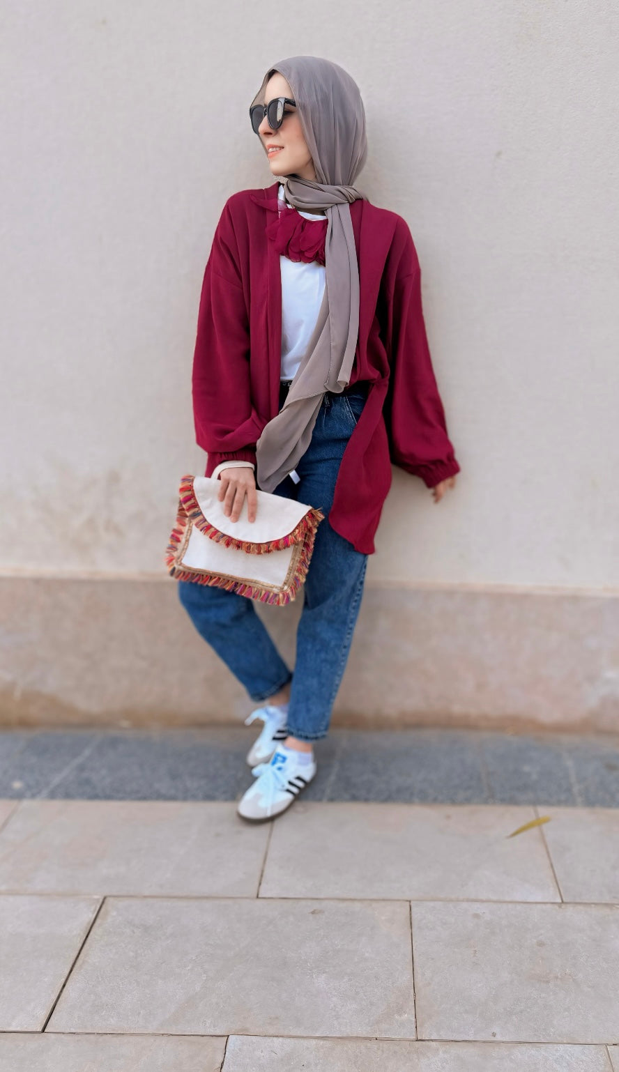 Linen Cardigan-Burgundy
