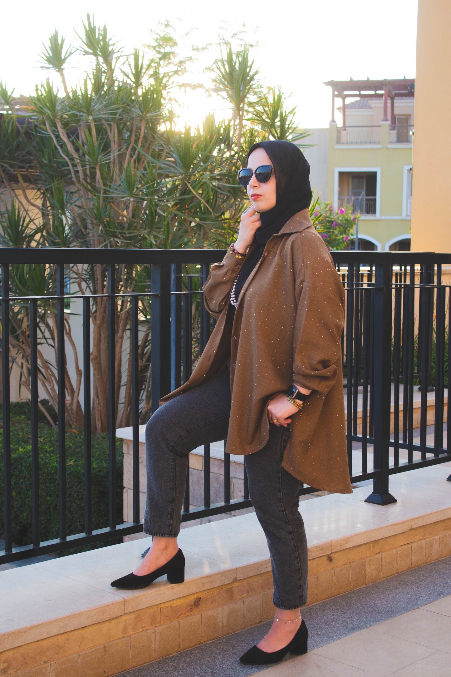 Glow Studded Shirt - Mocha
